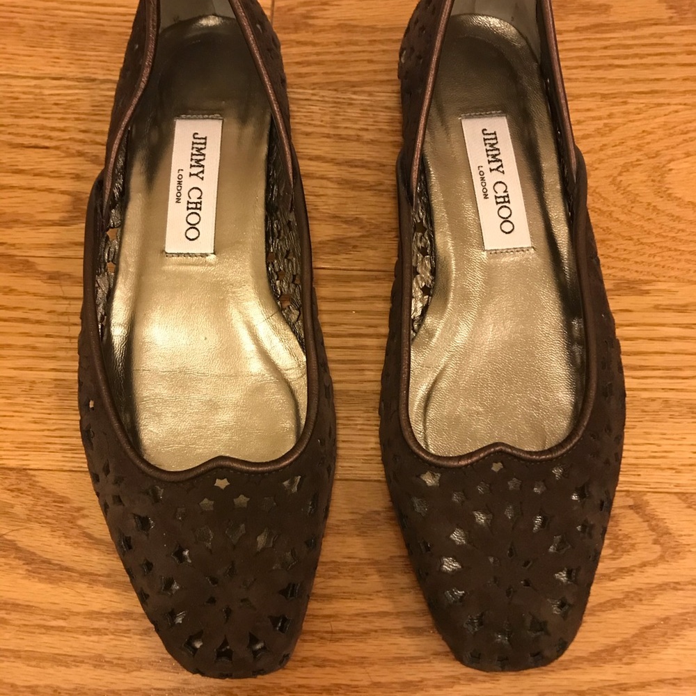 Jimmy Choo Brown Suede Flats